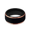 Rose Gold Double Groove Matte Black Tungsten Ring