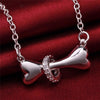 Silver Paw & Dog Bone Pendant Necklace