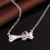 Silver Paw & Dog Bone Pendant Necklace