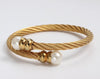 Golden Pearly Gates Twisted Singapore Chain Bangle - Zodeys