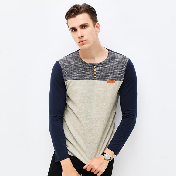 O-Neck Slim Fit Long Sleeve Casual Shirt