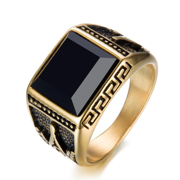 Onyx Black & Gold Masonic Signet Ring