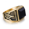 Onyx Black &amp Gold Masonic Signet Ring