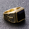 Onyx Black &amp Gold Masonic Signet Ring