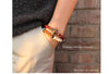 Hand-Carved Copper Vajra & Bell Natural Red Sandalwood Bracelet - Zodeys