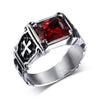 Red Ruby Crusader's Silver Ring