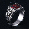 Red Ruby Crusader's Silver Ring