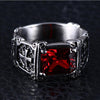 Red Ruby Crusader's Silver Ring
