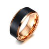 Rose Gold Ridges Black Tungsten Carbide Ring