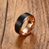 Rose Gold Ridges Black Tungsten Carbide Ring