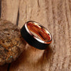 Rose Gold Ridges Black Tungsten Carbide Ring