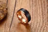 Rose Gold Ridges Black Tungsten Carbide Ring