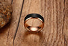 Rose Gold Ridges Black Tungsten Carbide Ring