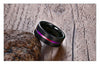 Dubstep Rainbow Groove Onyx Black Tungsten Ring - Zodeys