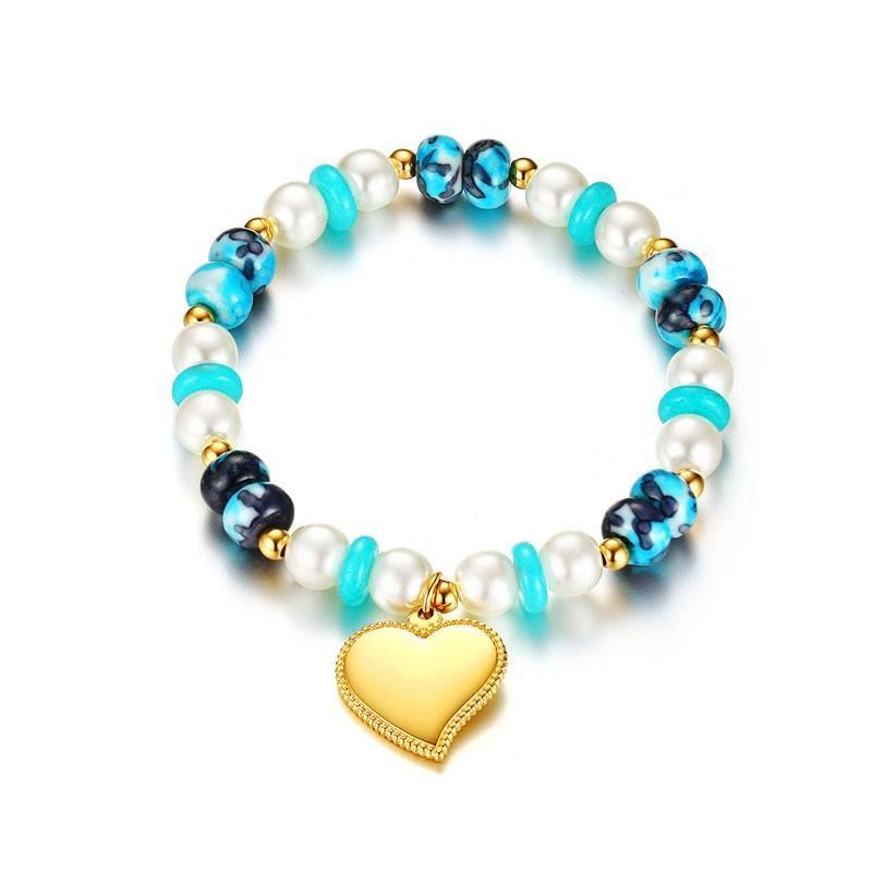 Natural Hematite Stone Beaded Charm Bracelet