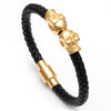 Telepathic Skull Black Leather Bangle - Zodeys