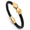 Telepathic Skull Black Leather Bangle - Zodeys