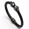Telepathic Skull Black Leather Bangle - Zodeys