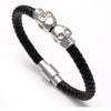 Telepathic Skull Black Leather Bangle - Zodeys