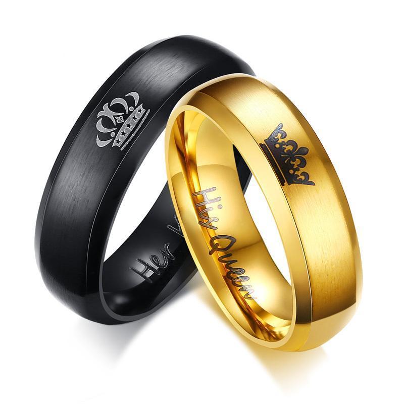 Couple's King & Queen Matte Finished Rings - Zodeys