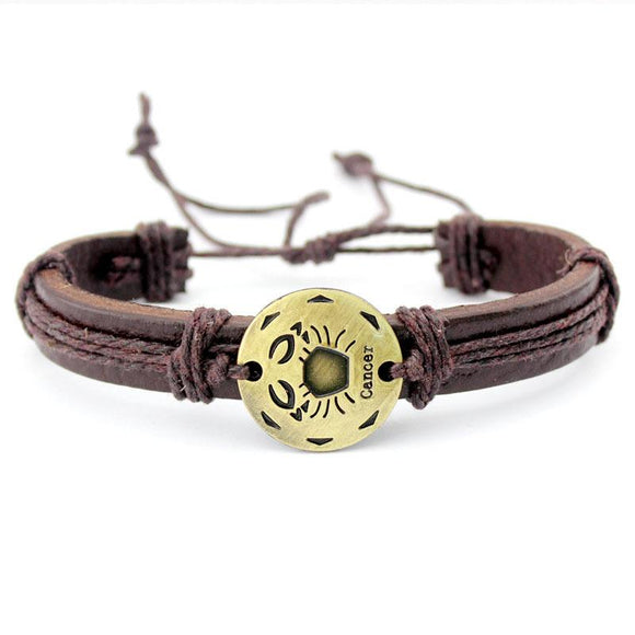 Zodiac Sign Lace-Up Leather Bracelet - Zodeys