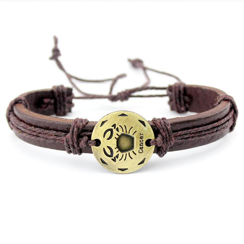 Zodiac Sign Lace-Up Leather Bracelet - Zodeys