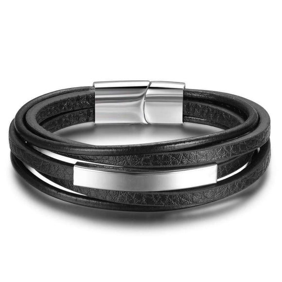 Premium Steel & Multi-Layer Leather Bracelet - Zodeys