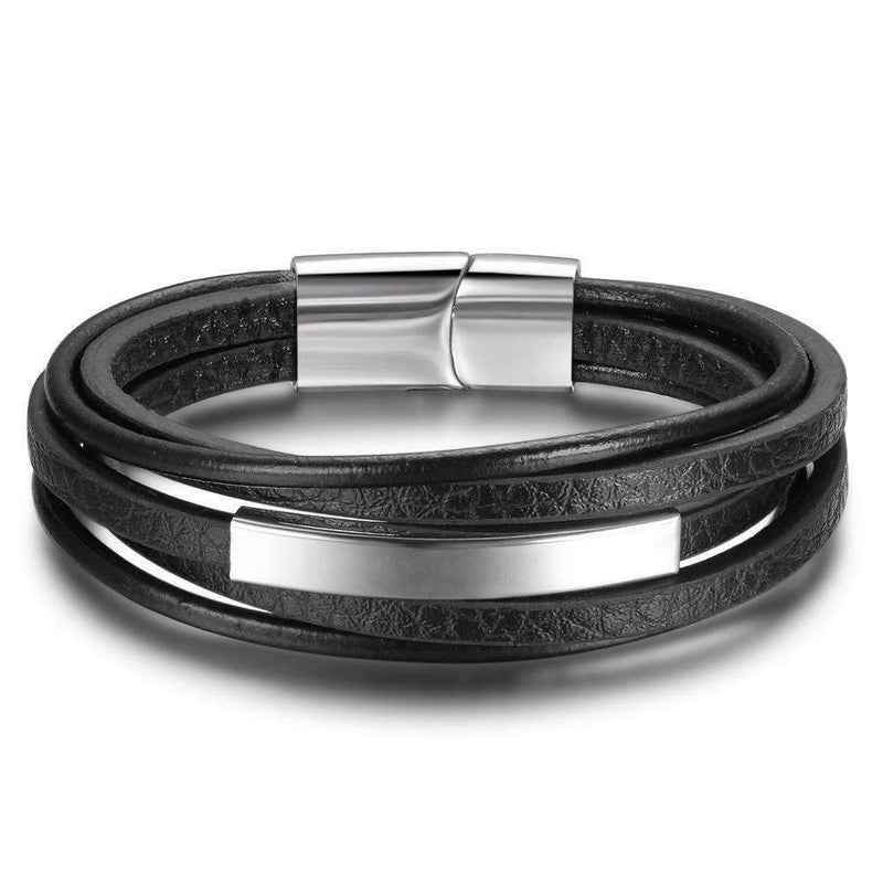 Premium Steel & Multi-Layer Leather Bracelet - Zodeys