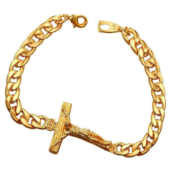 Cuban Link Jesus Crucifix Bracelet - Zodeys