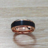 Black Brushed Rose Gold Tungsten Carbide Ring - Zodeys