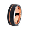 Flat Rose Gold Grooved Tungsten Carbide Ring - Zodeys
