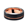 Flat Rose Gold Grooved Tungsten Carbide Ring - Zodeys