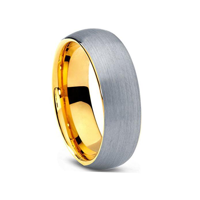 Gold Dome Finish Tungsten Carbide Brushed Ring - Zodeys