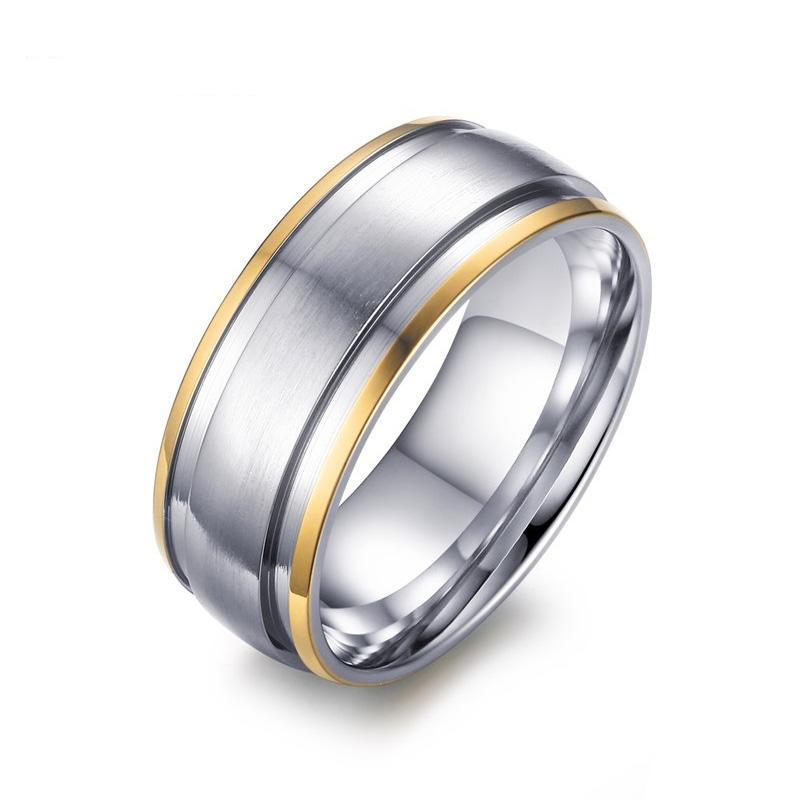 Gold Ridged Edge Steel Ring - Zodeys