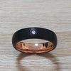 Rhinestone Matte Brushed Tungsten Rose Gold Band
