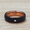 Rhinestone Matte Brushed Tungsten Rose Gold Band