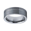 Brushed Finish Silver Groove Tungsten Band - Zodeys