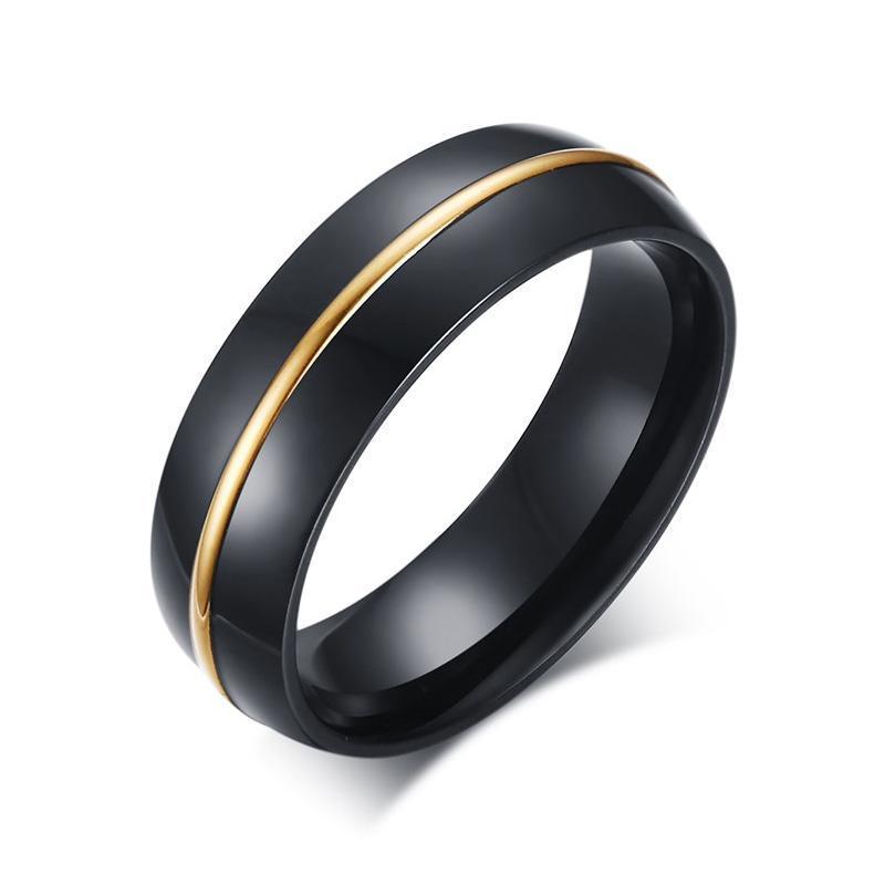 Dome Polished Gold Ark Stainless Steel Ring - Zodeys