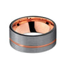 Brushed Silver Rose Gold Tungsten Carbide Ring - Zodeys