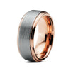 Stepped & Beveled Rose Gold Tungsten Ring