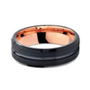 Mid-Groove Onyx Black & Rose Gold Tungsten Carbide Ring - Zodeys