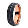 Mid-Groove Onyx Black & Rose Gold Tungsten Carbide Ring - Zodeys