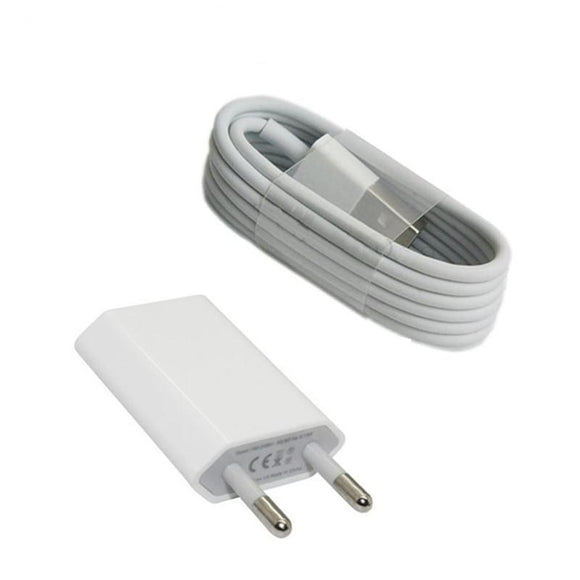 [2 Sets]  2-in-1 8-pin USB Data Charging Cable + EU USB Plug for iPhone(s) & iPad(s) - Zodeys