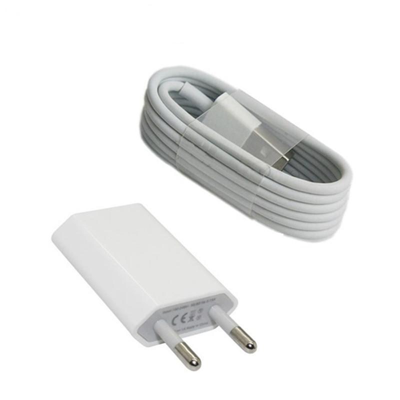[2 Sets]  2-in-1 8-pin USB Data Charging Cable + EU USB Plug for iPhone(s) & iPad(s) - Zodeys