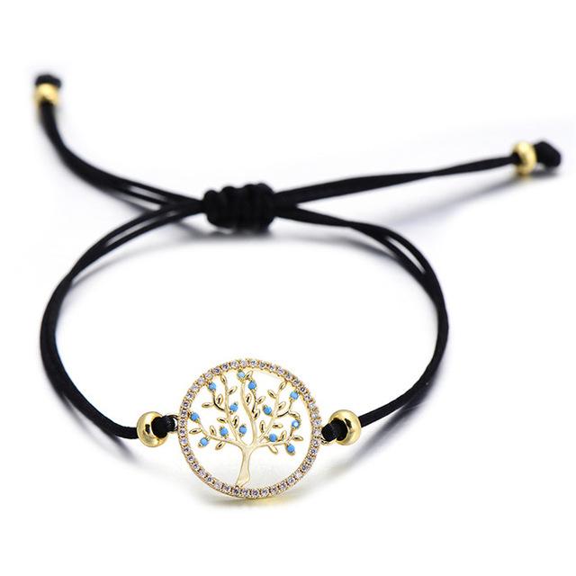 Pacific Rhinestone Tree of Life Lucky String Bracelet - Zodeys