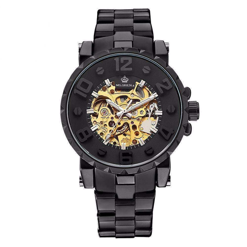 Onyx Gold Mechanical Skeleton Watch - Zodeys