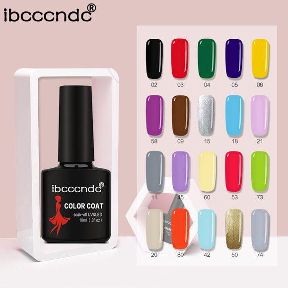 New Ibcccndc 80 Colors 10ML UV LED Soak-off Gel Nail Polish Nail Art Semi Permanent Gel Varnishes Nail Gel Polish Gel Lak