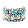 Varado Turquoise Natural Stone Silver Buddha Multi-Layered Bracelet - Zodeys