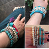 Varado Turquoise Natural Stone Silver Buddha Multi-Layered Bracelet - Zodeys
