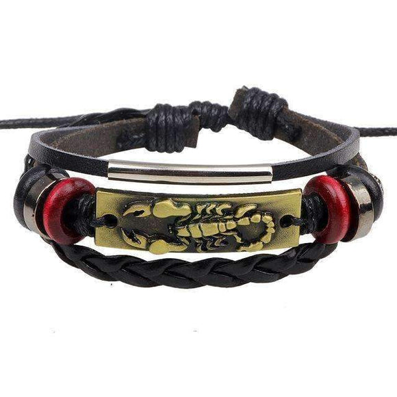 Hemp Rope & Leather Handmade Scorpio Bracelet - Zodeys